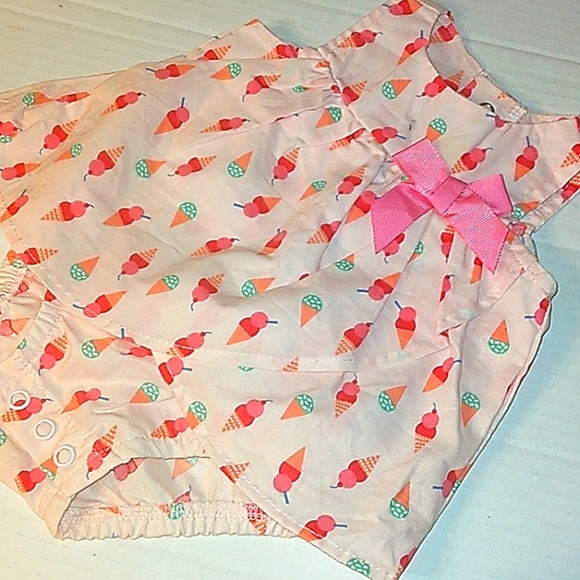 ☆NWT☆Newborn Girl Carter's Pretty Pink Ice Cream cones Dress Romper♡ - Picture 2 of 9